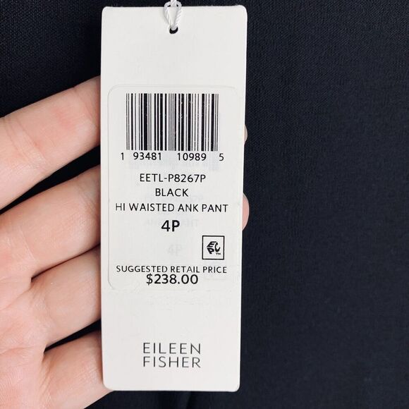 Eileen Fisher Black Wide Leg Washable Crepe Pants Womens Size 4P NWT $238 - Picture 4 of 12